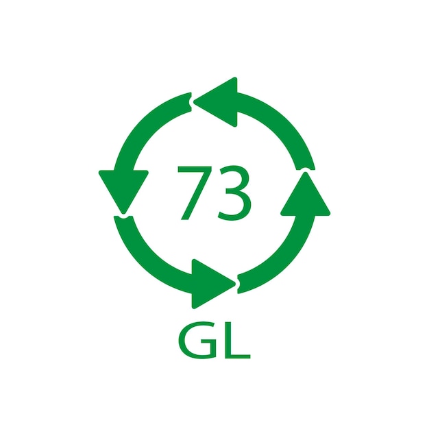 Bottle Glass recycling code 73 GL Vector illustration