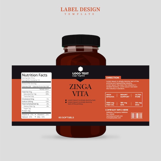 Vector bottle label design supplement label