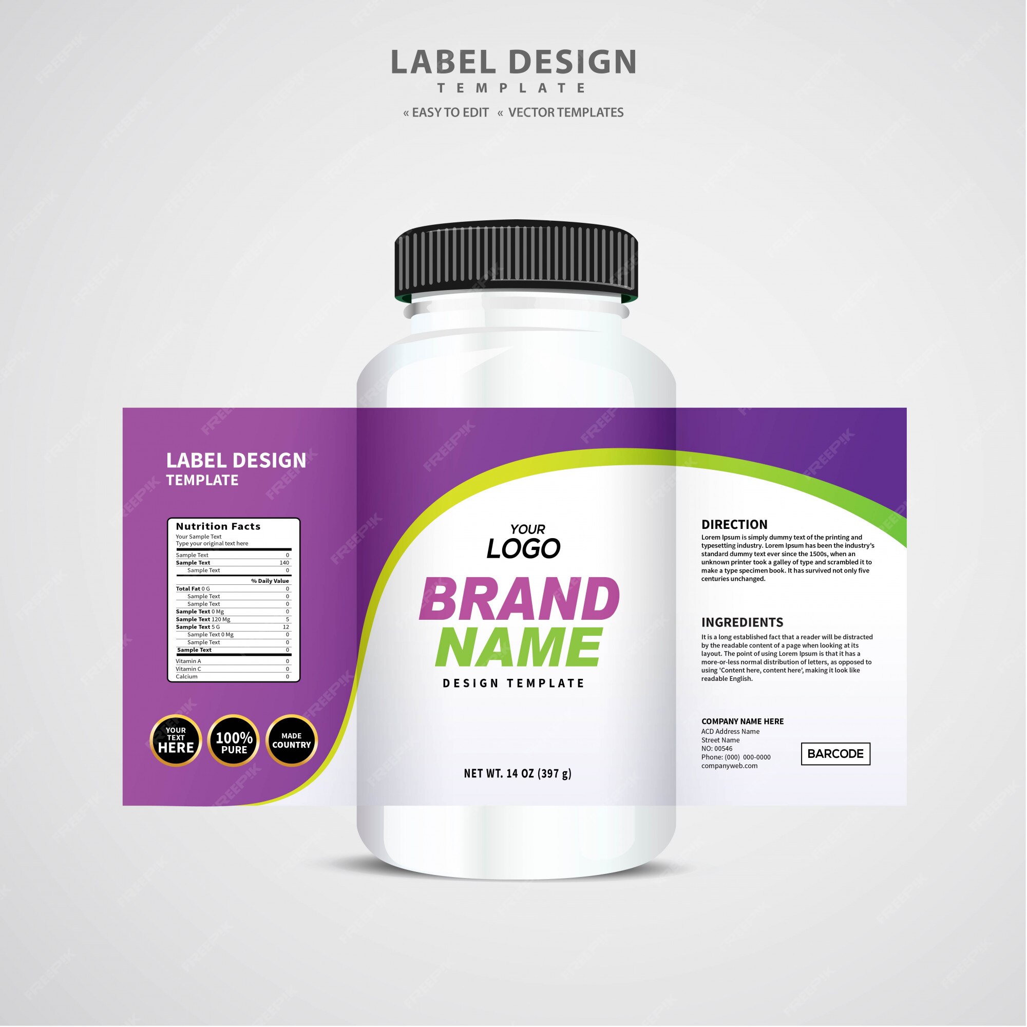 Premium vector bottle label package template design label design