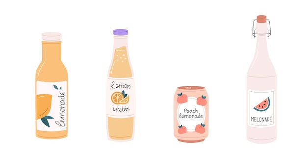 A bottle of lemonade with the words peach lemonade on the front.