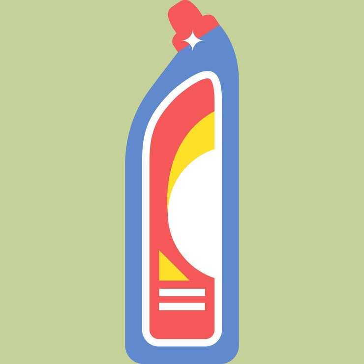 Vector a bottle of liquid with a red cap on the top.