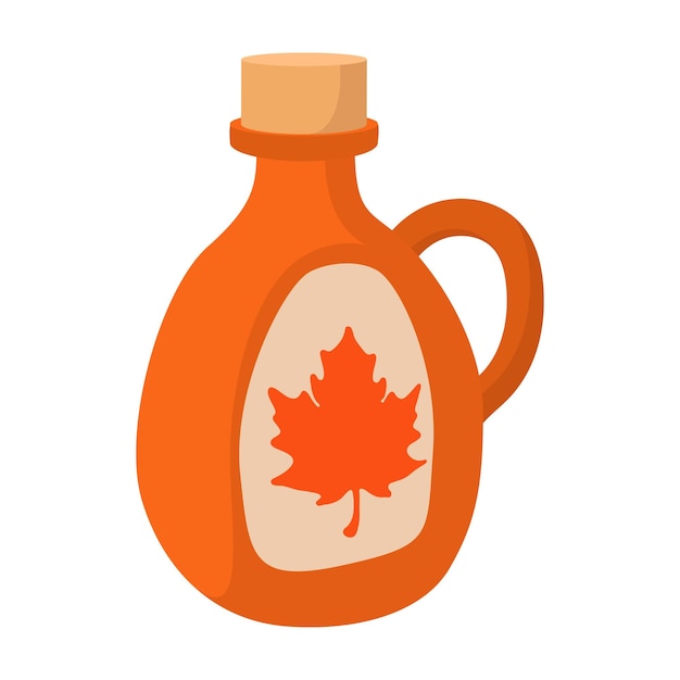 Vector bottle of maple syrup icon in cartoon style on a white background