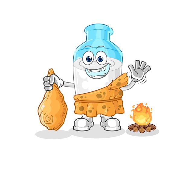 Bottle of milk ancient cartoon cartoon mascot vector