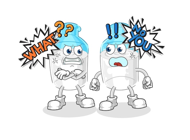 Bottle of milk arguing each other cartoon vector