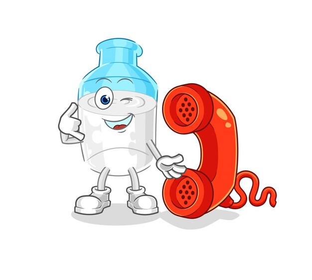 Bottle of milk call mascot cartoon vector