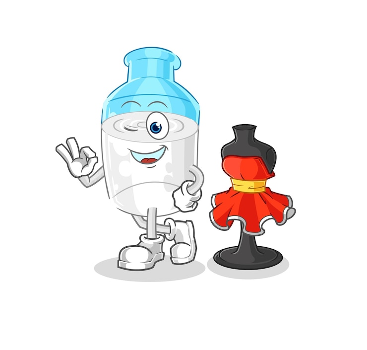 Vector bottle of milk fashion designer vector cartoon character