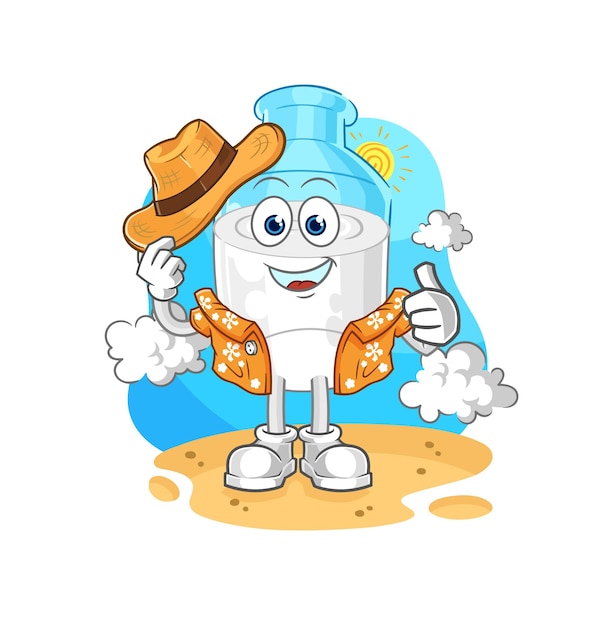 Bottle of milk go on vacation cartoon mascot vector