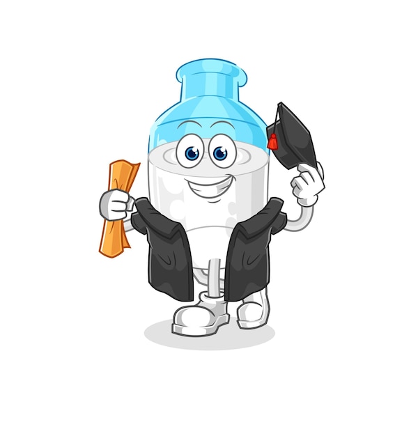 Бутылка молока выпускной векторный мультипликационный персонаж