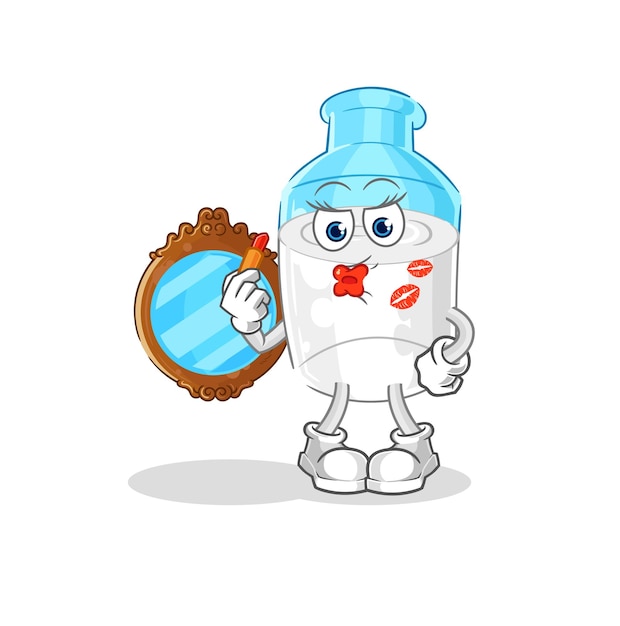 Bottle of milk make up mascot cartoon vector