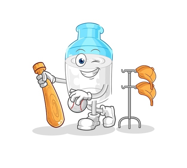 Bottle of milk playing baseball mascot cartoon vector