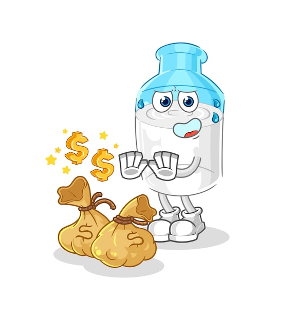 Bottle of milk refuse money illustration character vector