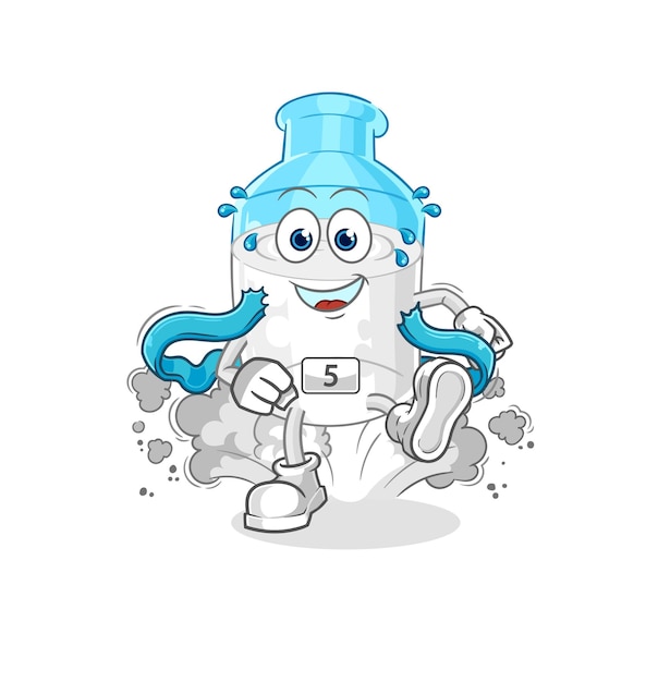 Bottle of milk runner character cartoon mascot vector