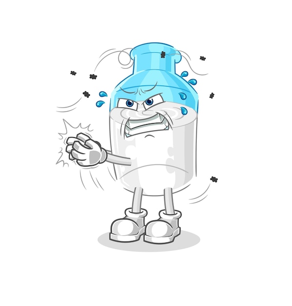 Bottle of milk swat fly character cartoon mascot vector