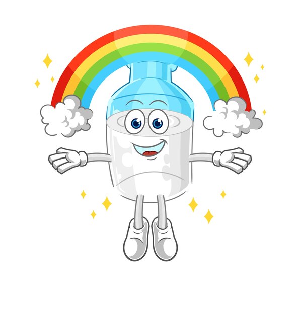 Bottle of milk with a rainbow cartoon vector