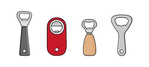 Bottle Opener hand drawn cartoon set bottle opener doodles