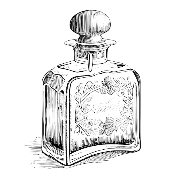 A bottle of perfume with a flower on the top.