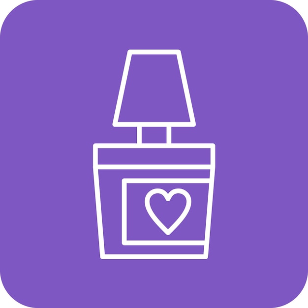 a bottle of perfume with a heart on the purple background