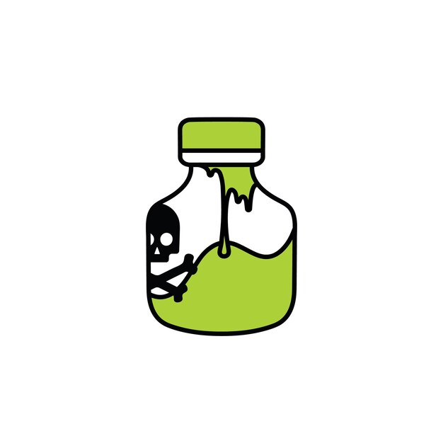 Vettore bottiglia veleno alcol cranio pericoloso contenitore chimica tossica dipendenza disegno vettoriale illustrazione