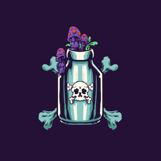 bottle purple mushroom illustration