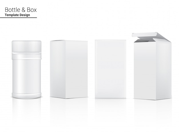 Bottle  realistic cosmetic and box for skincare product