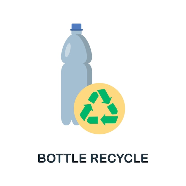 Icona piatta per il riciclaggio delle bottiglie elemento semplice della collezione salva il mondo icona creativa per il riciclaggio delle bottiglie per modelli di web design, infografiche e altro ancora
