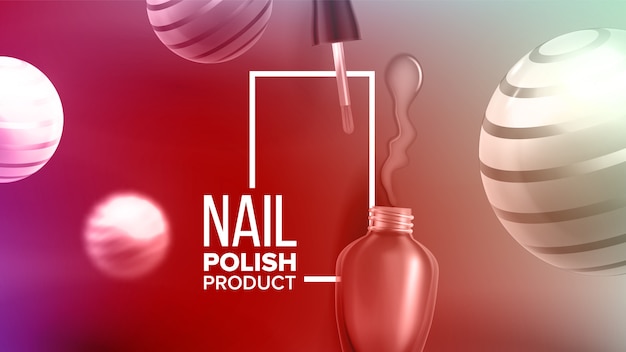 Vettore bottiglia di rose nail polish banner prodotto