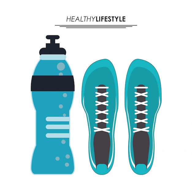 Bottle and running shoes icon