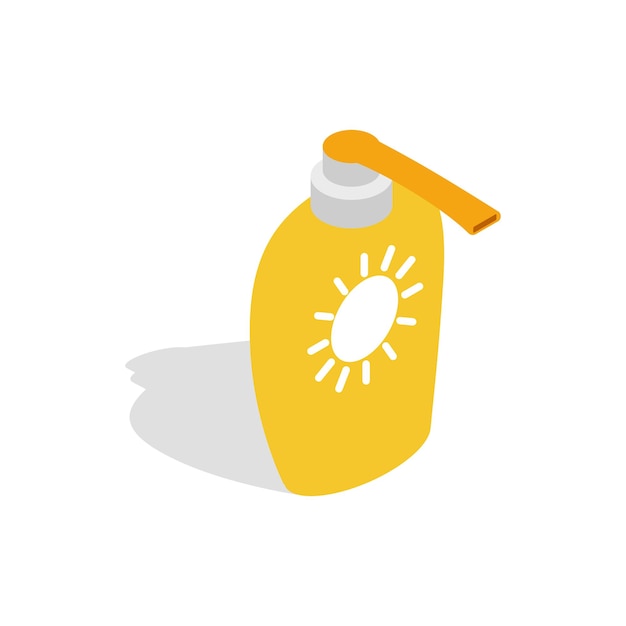 Bottle of suntan cream icon in isometric 3d style on a white background