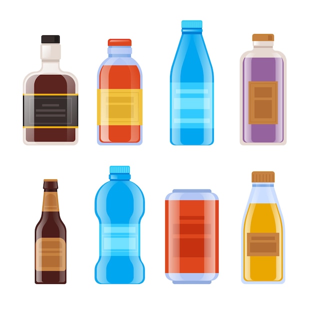 Bottle template mock isolated set.