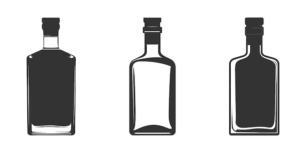 Vector bottle of whiskey silhouette vector illustration