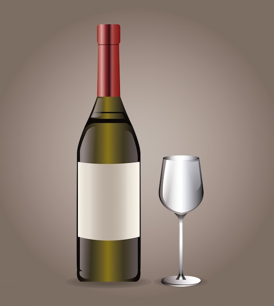 Vector bottle wine drink