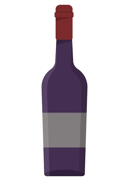 Vector bottle of wine isolated on white background. flat vector illustration.