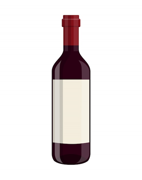 Vector bottle of wine isolated on white