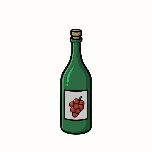 a bottle of wine sits in front of a white background