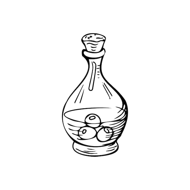 Premium Vector | Bottle with olive oil thin black lines on a white