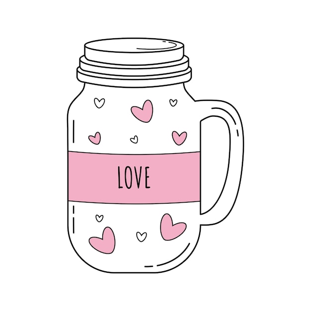 Bottle with pink hearts