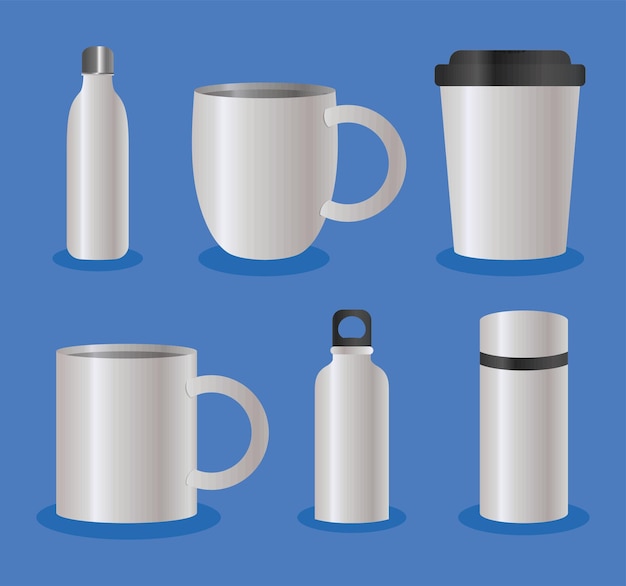 Bottles and coffee mugs