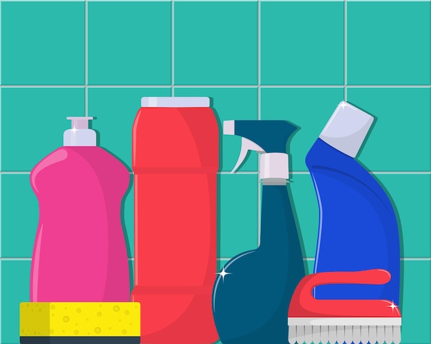 The bottles of detergent washing powder detergent powder bottle of spray cleaning sponge