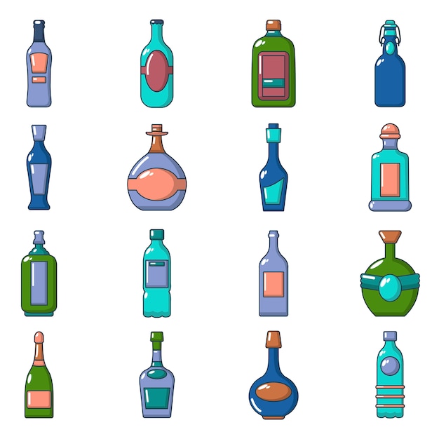 Bottles icons set