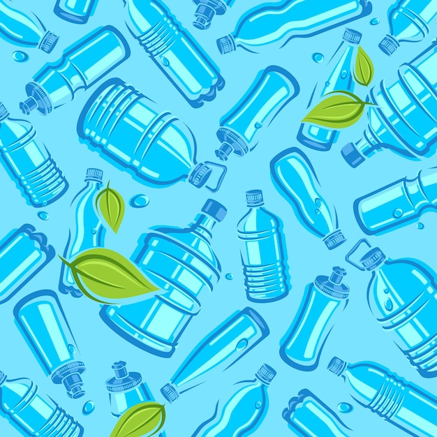 Bottles water background pattern set Collection icon bottles water Vector