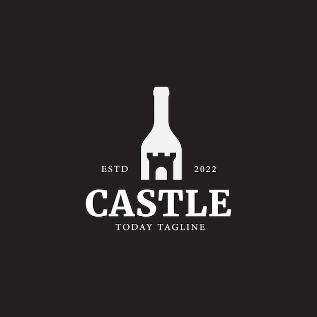 Bottiglie con logo del castello design illustrazione simboli vettore