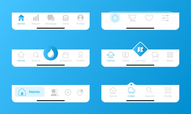 Vector bottom navigation set voor het ontwerpen van mobiele toepassingen