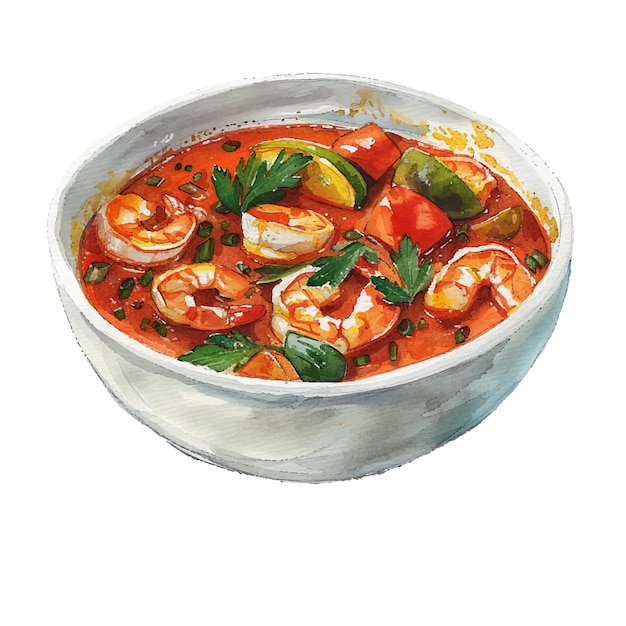 Bouillabaisse vector illustratie in aquarel stijl