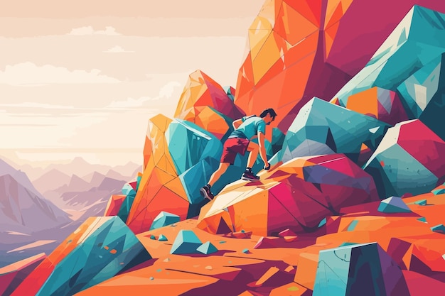 Vector bouldering sport illustration