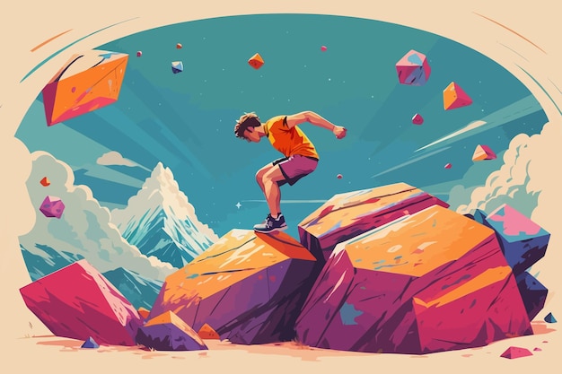 Vettore illustrazione dello sport del bouldering