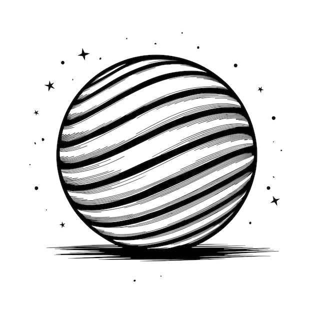 Bouncy ball vector pencil ink sketch drawing black and white monochrome engraving style