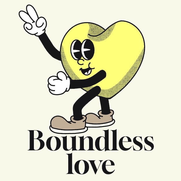 Boundless love With Love Groovy Character design