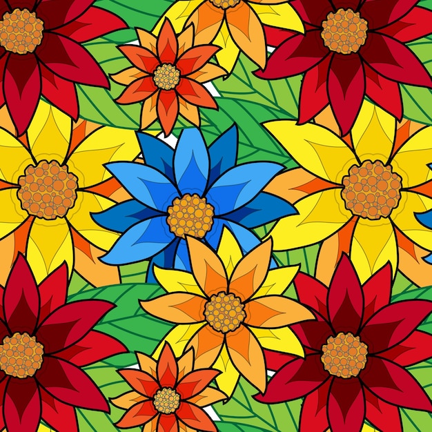 Vector bouquet blossom flowers and leave hand draw flower painted.