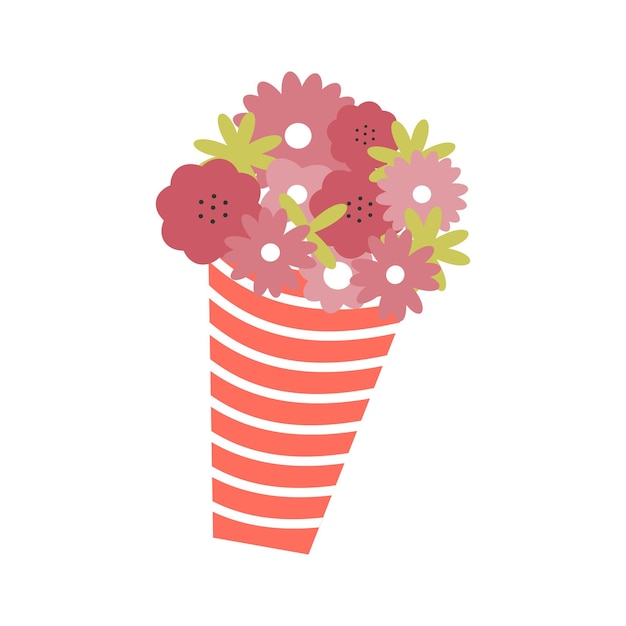 Bouquet of bright flowers semi flat color vector object