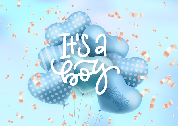 Букет из d синих воздушных шаров в форме сердца с текстом это приглашение на детский душ для мальчика с heliu
